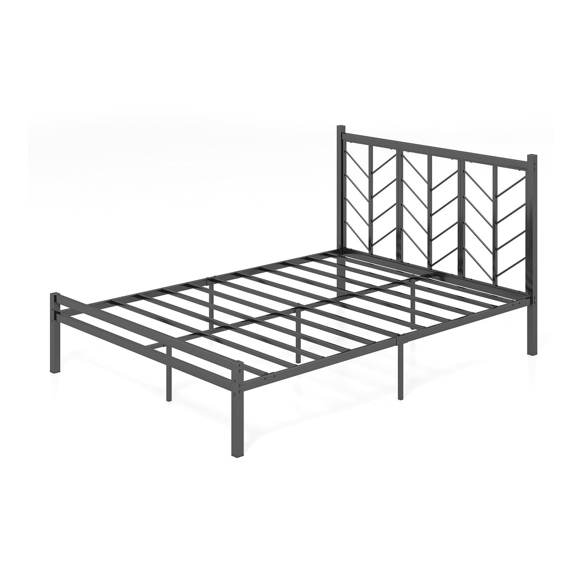 Queen Size Platform Bed with Headboard and Metal Frame-Queen Size-Simple Bed Frame-DECOROLALA