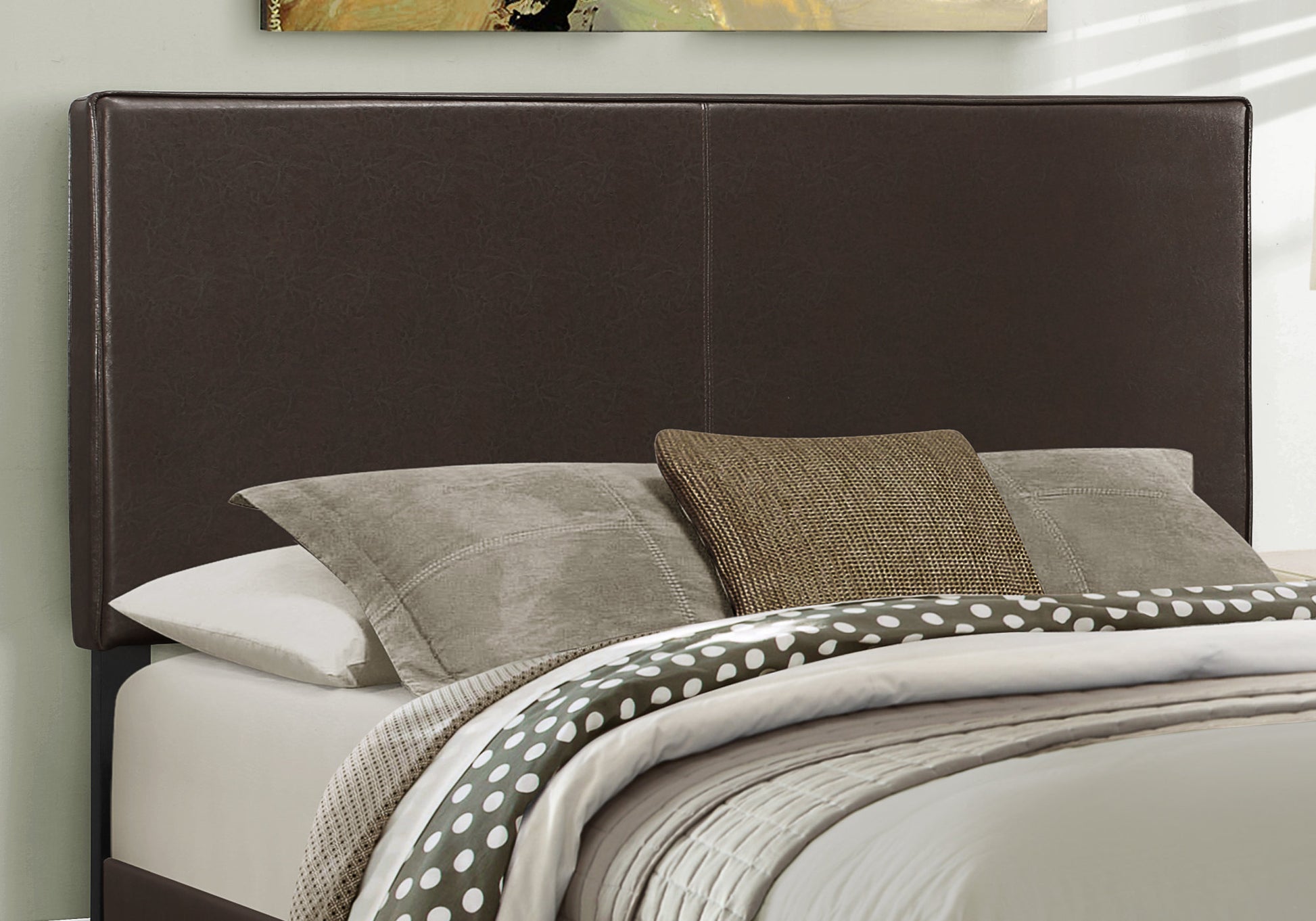 Queen Size Upholstered Bed Frame - Dark Brown-Bed-DECOROLALA