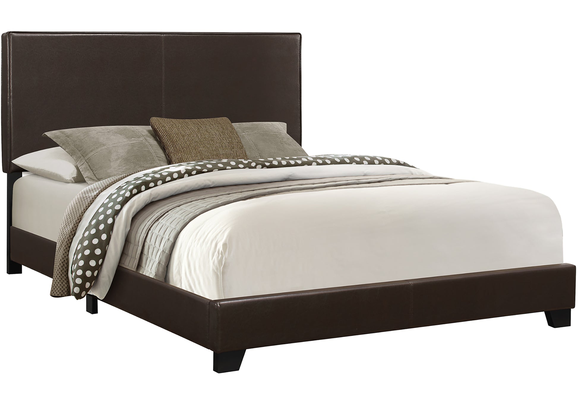 Queen Size Upholstered Bed Frame - Dark Brown-Bed-DECOROLALA