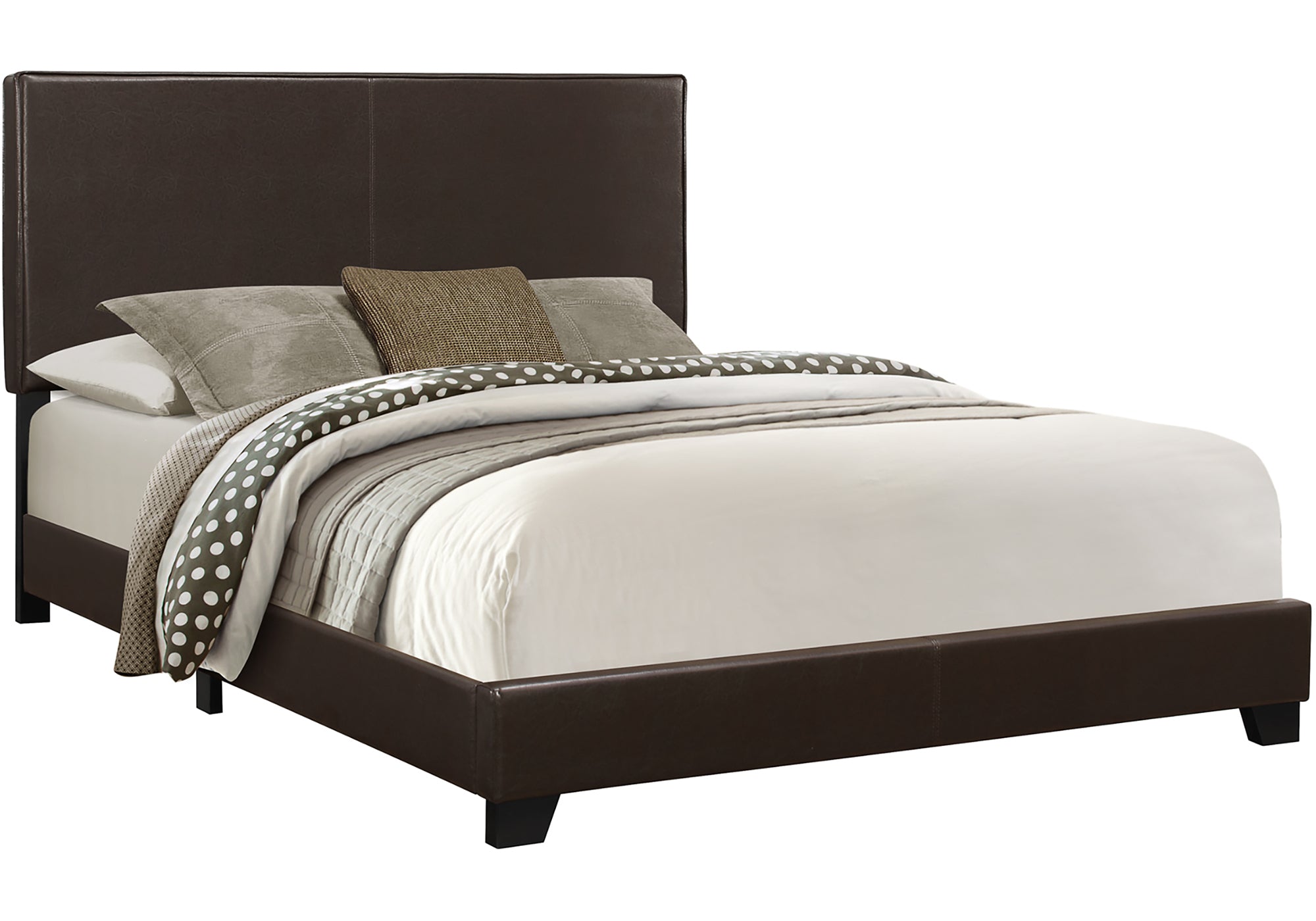 Queen Size Upholstered Bed Frame - Dark Brown-Bed-DECOROLALA