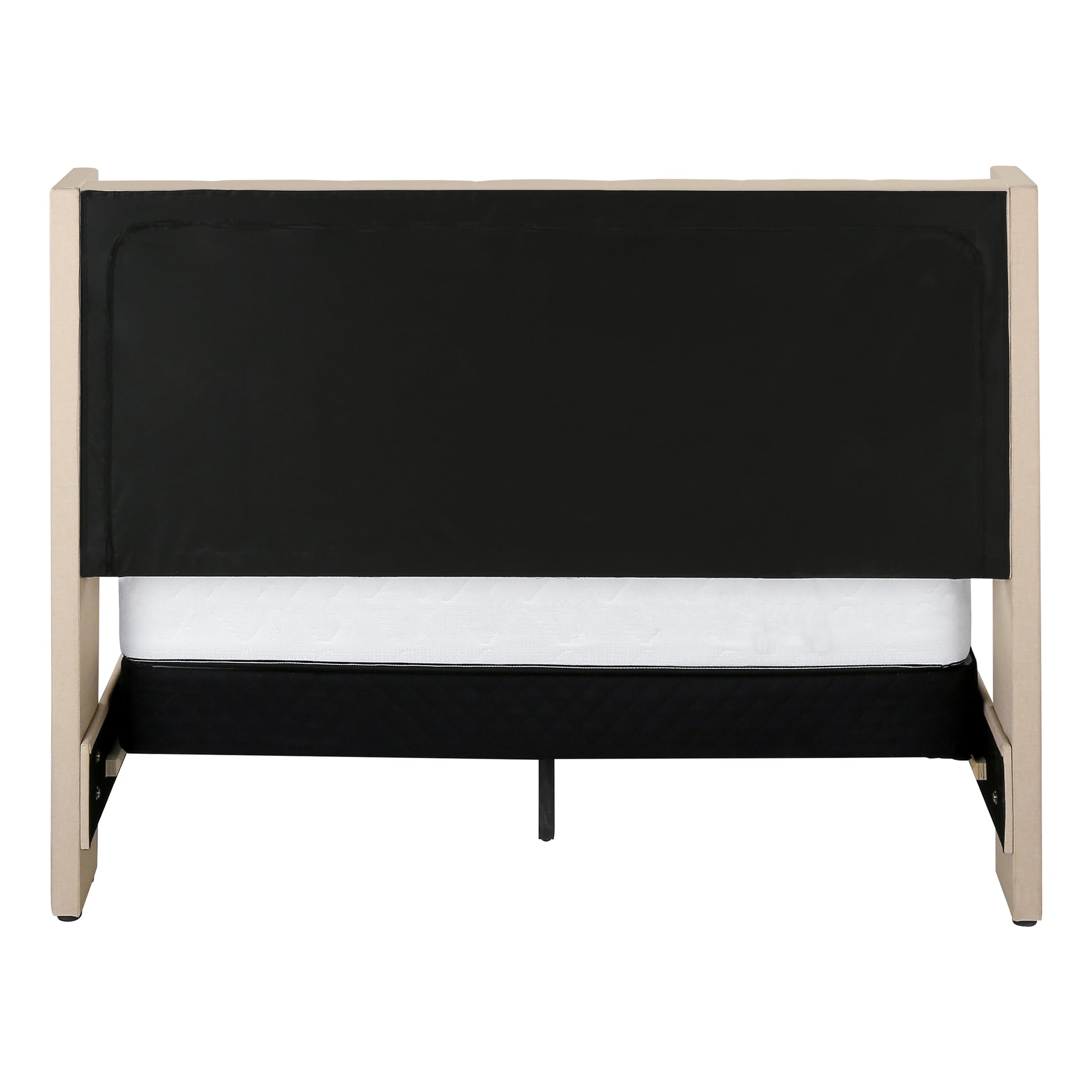 Queen Size Upholstered Bed Frame - Grey Linen Wingback-Bed-DECOROLALA