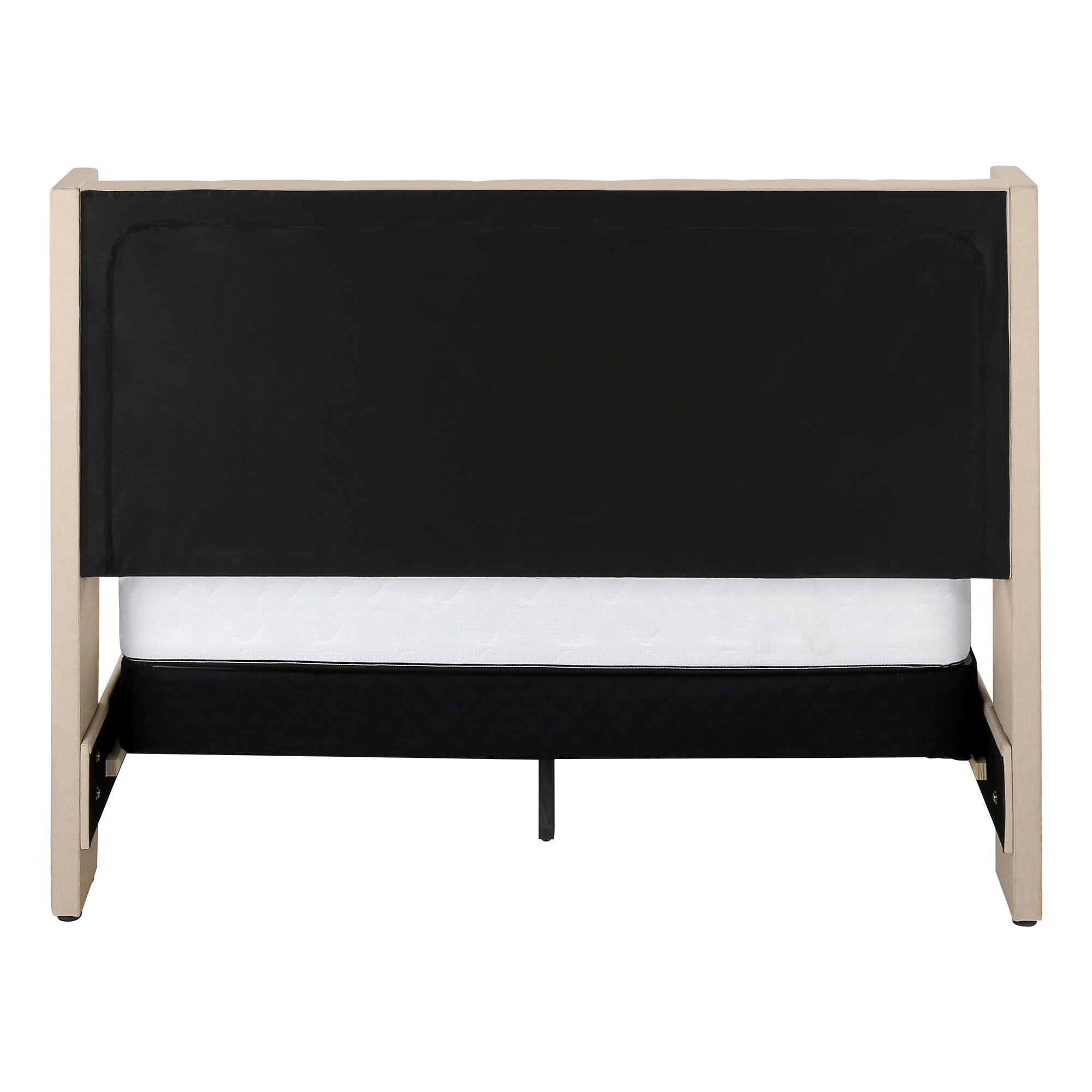 Queen Size Upholstered Bed Frame - Grey Linen Wingback-Bed-DECOROLALA