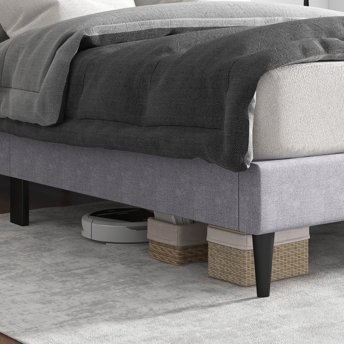 Queen Size Upholstered Platform Bed with Button Tufted Headboard-Queen Size-Simple Bed Frame-DECOROLALA