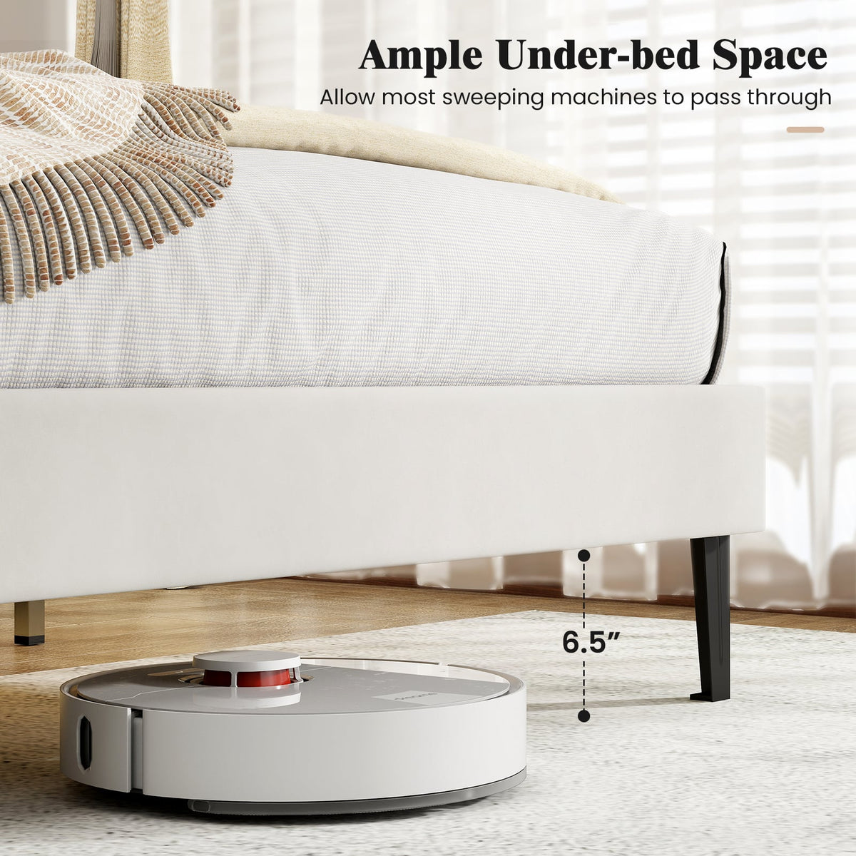 Queen Size Velvet Upholstered Platform Bed Frame-Simple Bed Frame-DECOROLALA