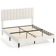 Queen Size Velvet Upholstered Platform Bed Frame-Simple Bed Frame-DECOROLALA