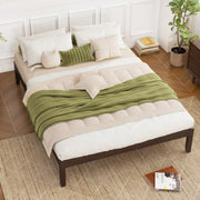 Queen Size Wood Bed Frame with Wooden Slats Support and Rubber Wood Legs-Simple Bed Frame-DECOROLALA