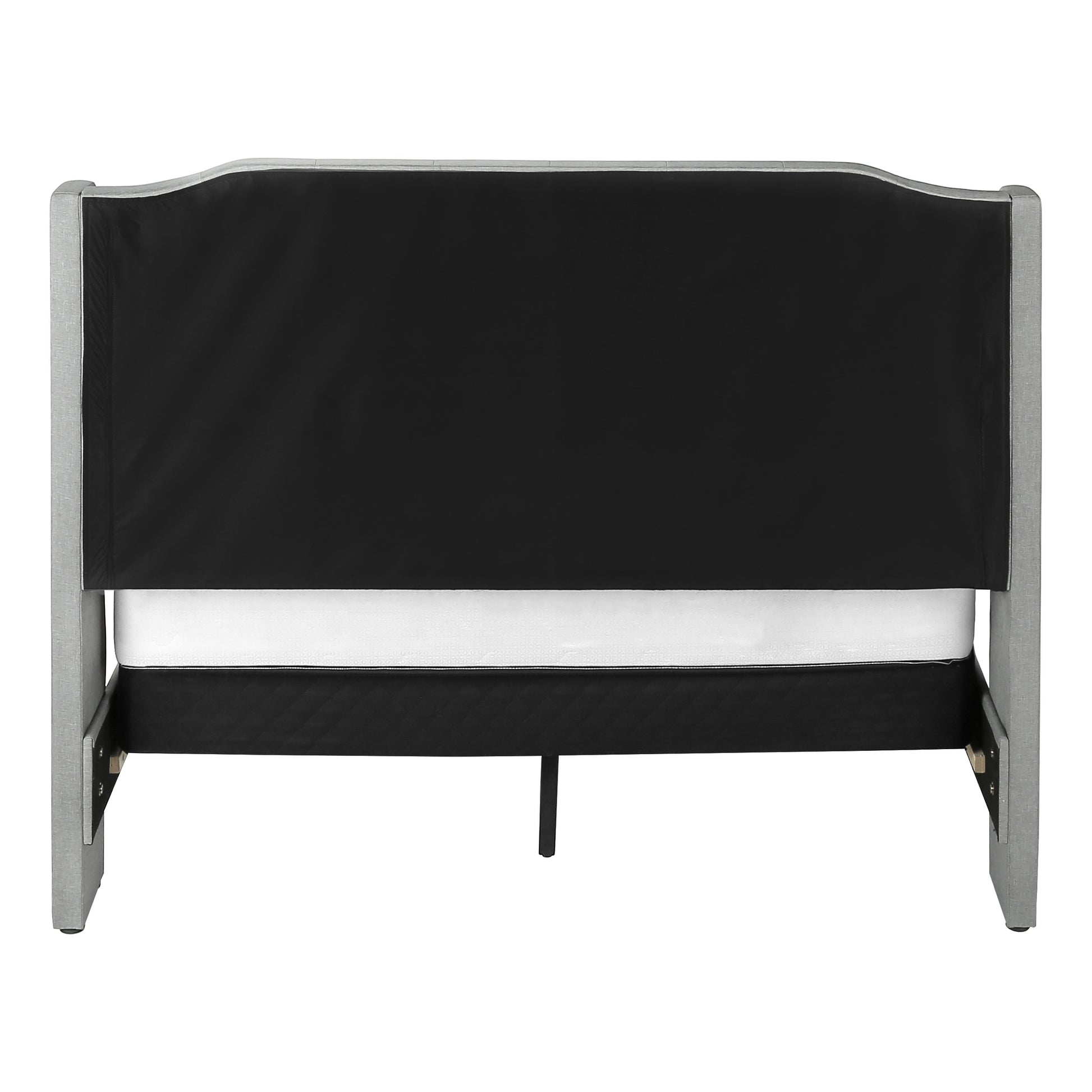 Queen Upholstered Bed Frame Grey Linen Wingback-Bed-DECOROLALA