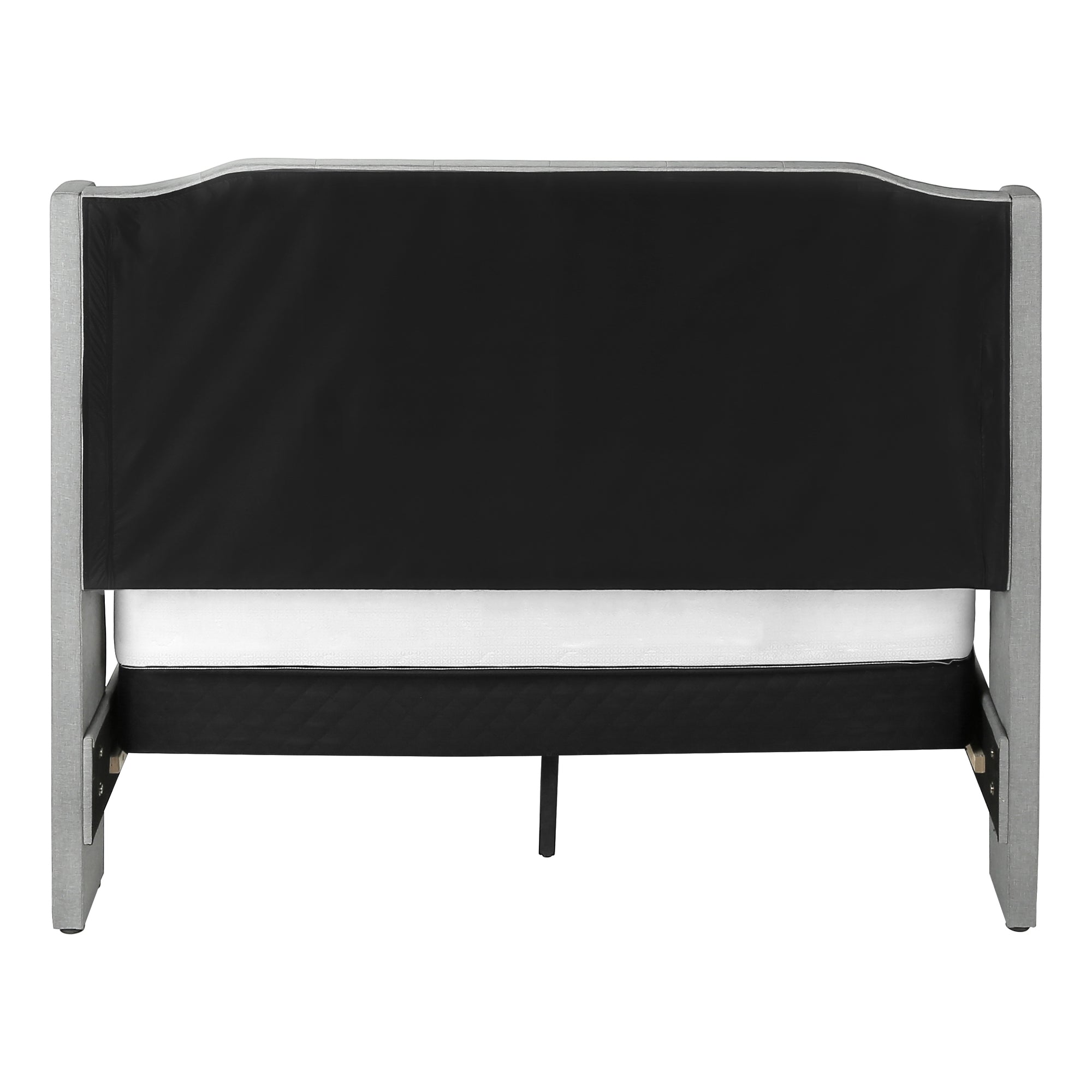 Queen Upholstered Bed Frame Grey Linen Wingback-Bed-DECOROLALA