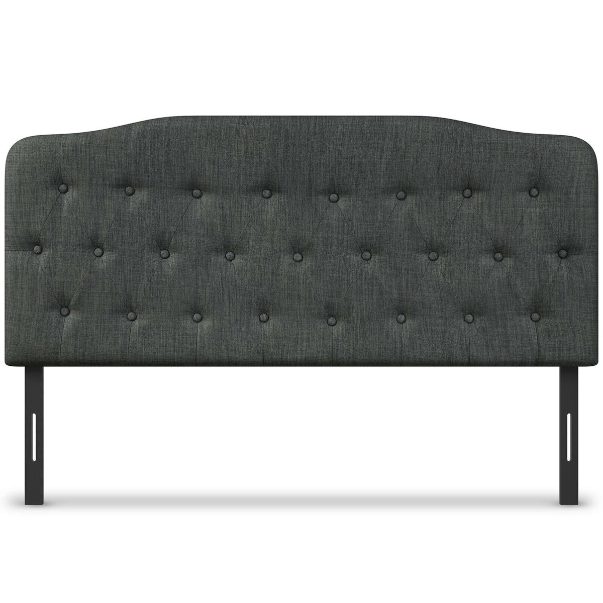 Queen Upholstered Headboard - Dark Grey Button Tufted 62"-Headboards-DECOROLALA