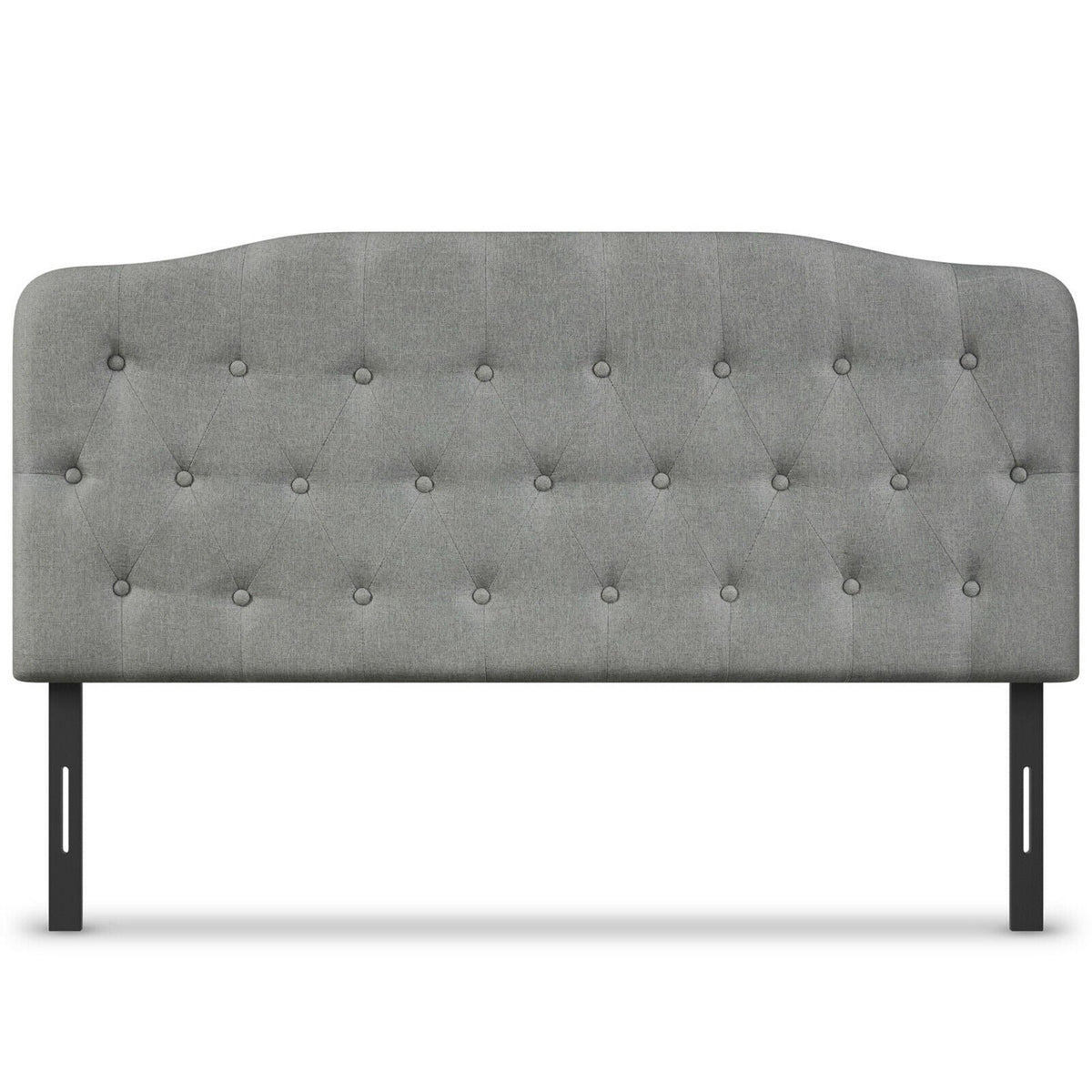 Queen Upholstered Headboard - Dark Grey Button Tufted 62"-Headboards-DECOROLALA