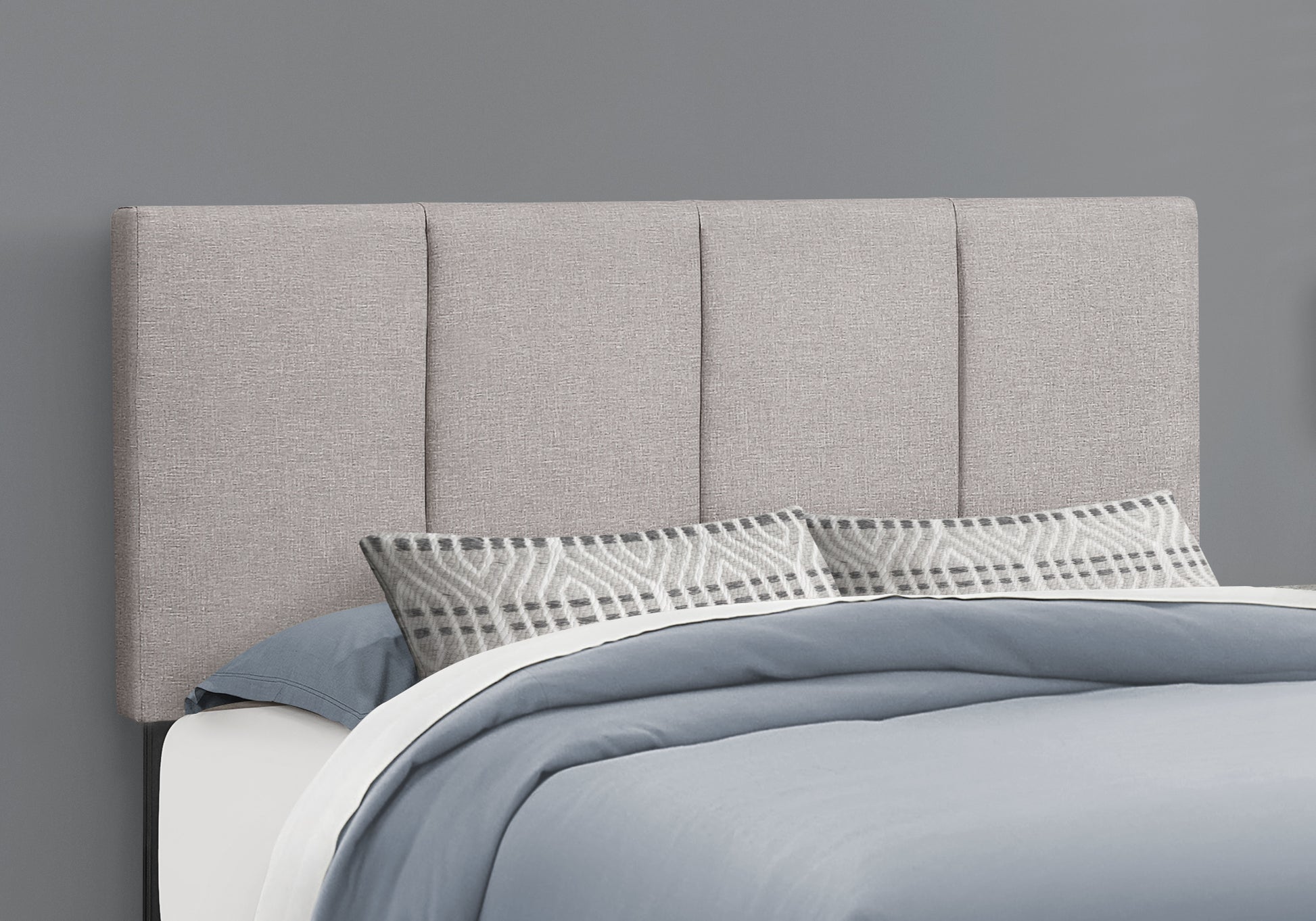 Queen Upholstered Platform Bed Grey Linen-Bed-DECOROLALA