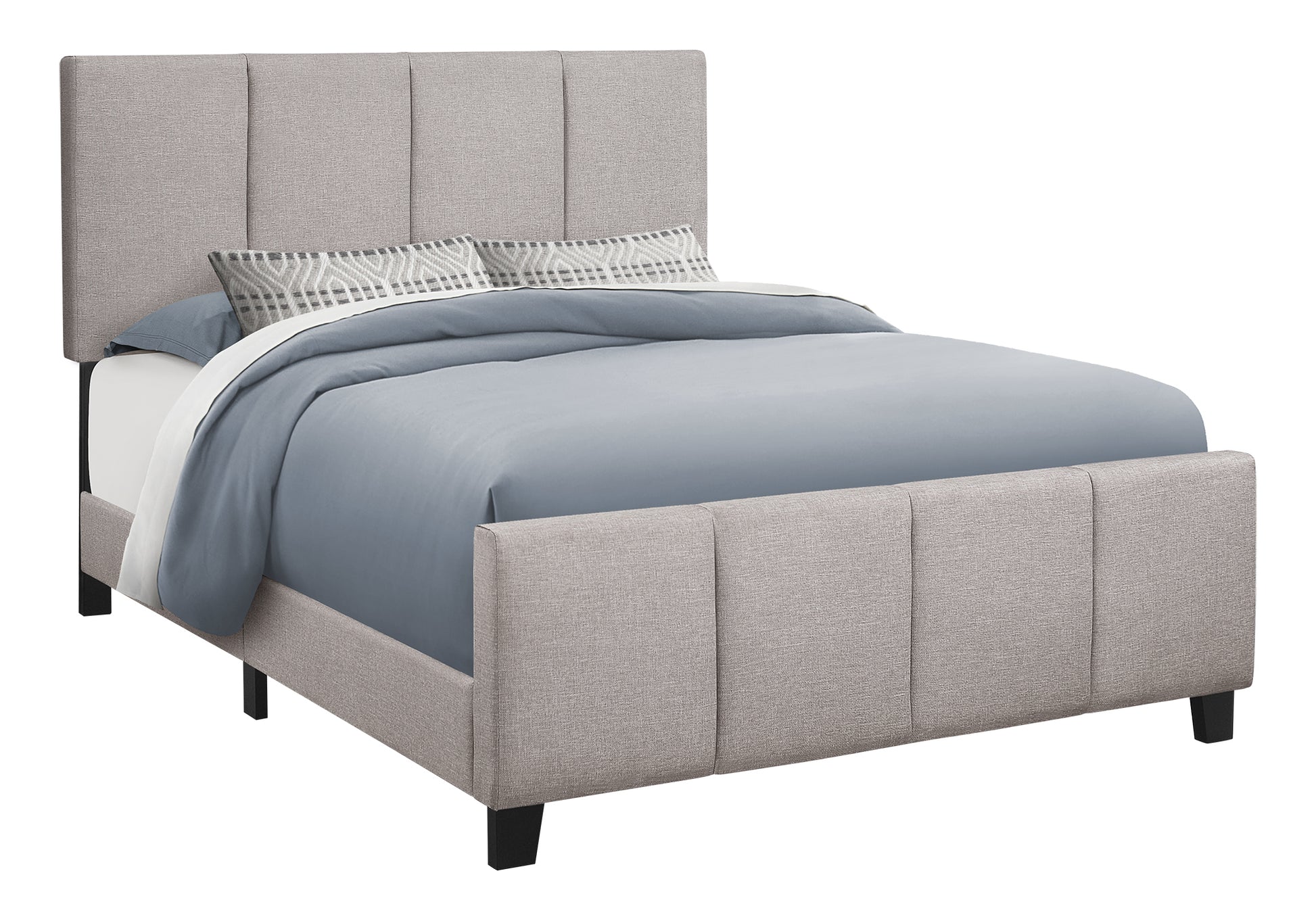 Queen Upholstered Platform Bed Grey Linen-Bed-DECOROLALA