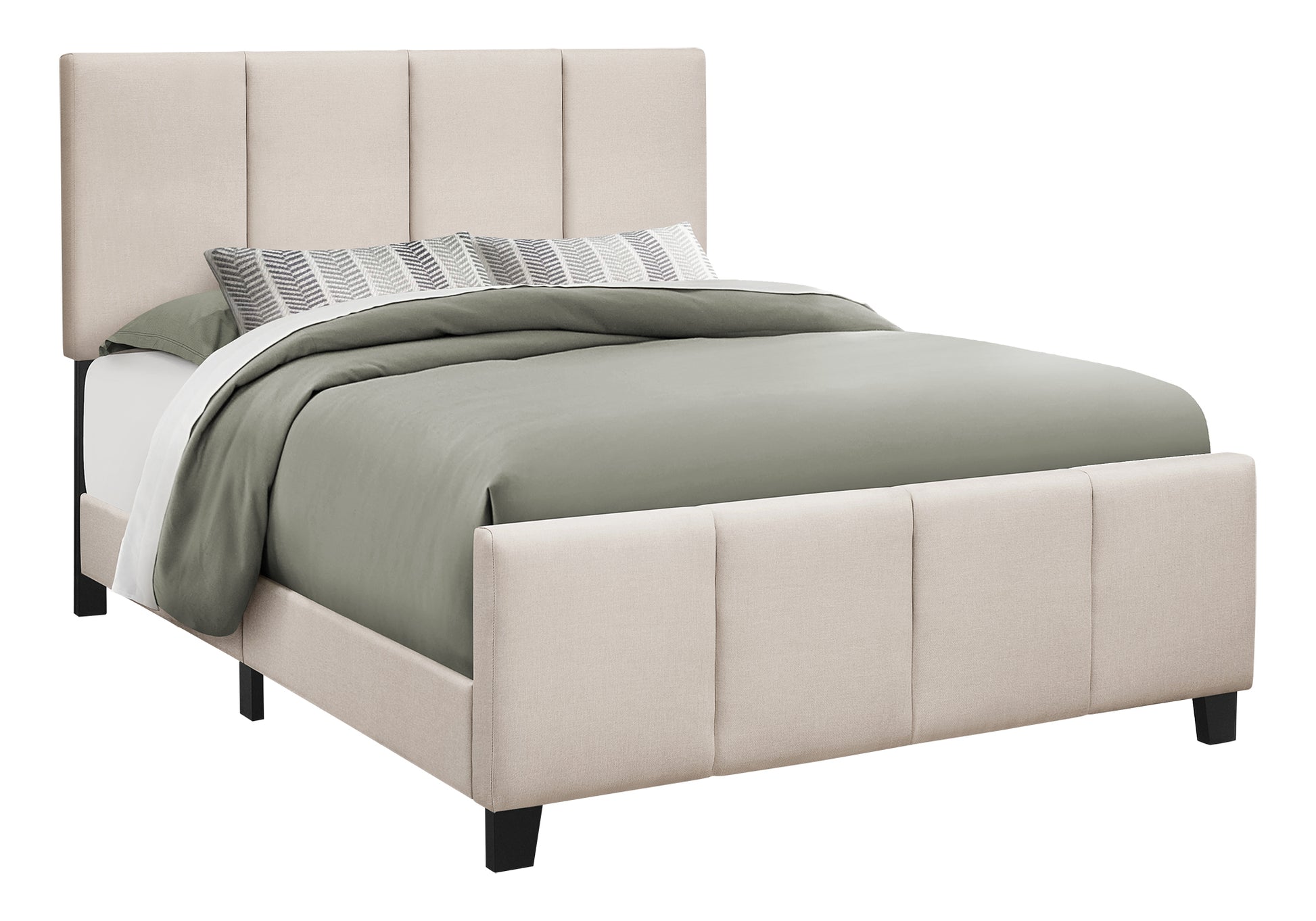Queen Upholstered Platform Bed Grey Linen-Bed-DECOROLALA