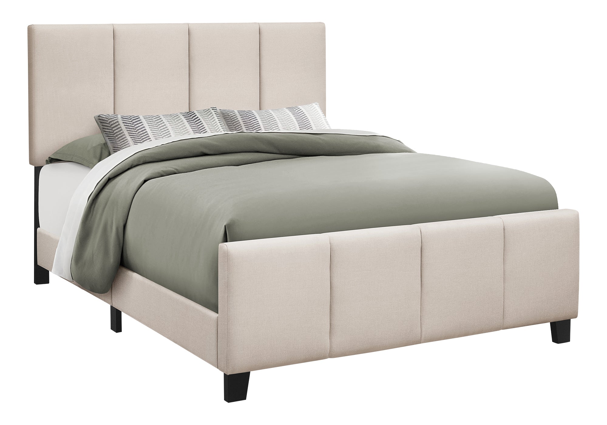 Queen Upholstered Platform Bed Grey Linen-Bed-DECOROLALA
