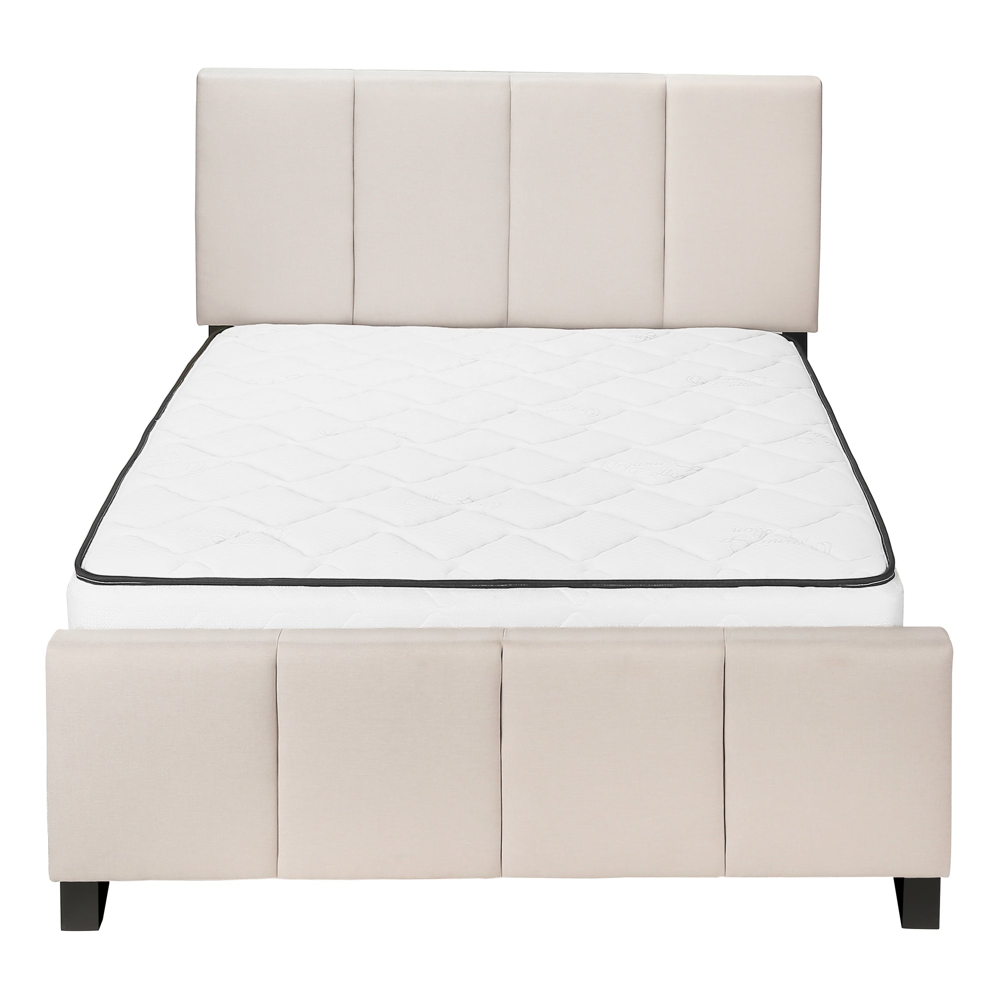 Queen Upholstered Platform Bed Grey Linen-Bed-DECOROLALA