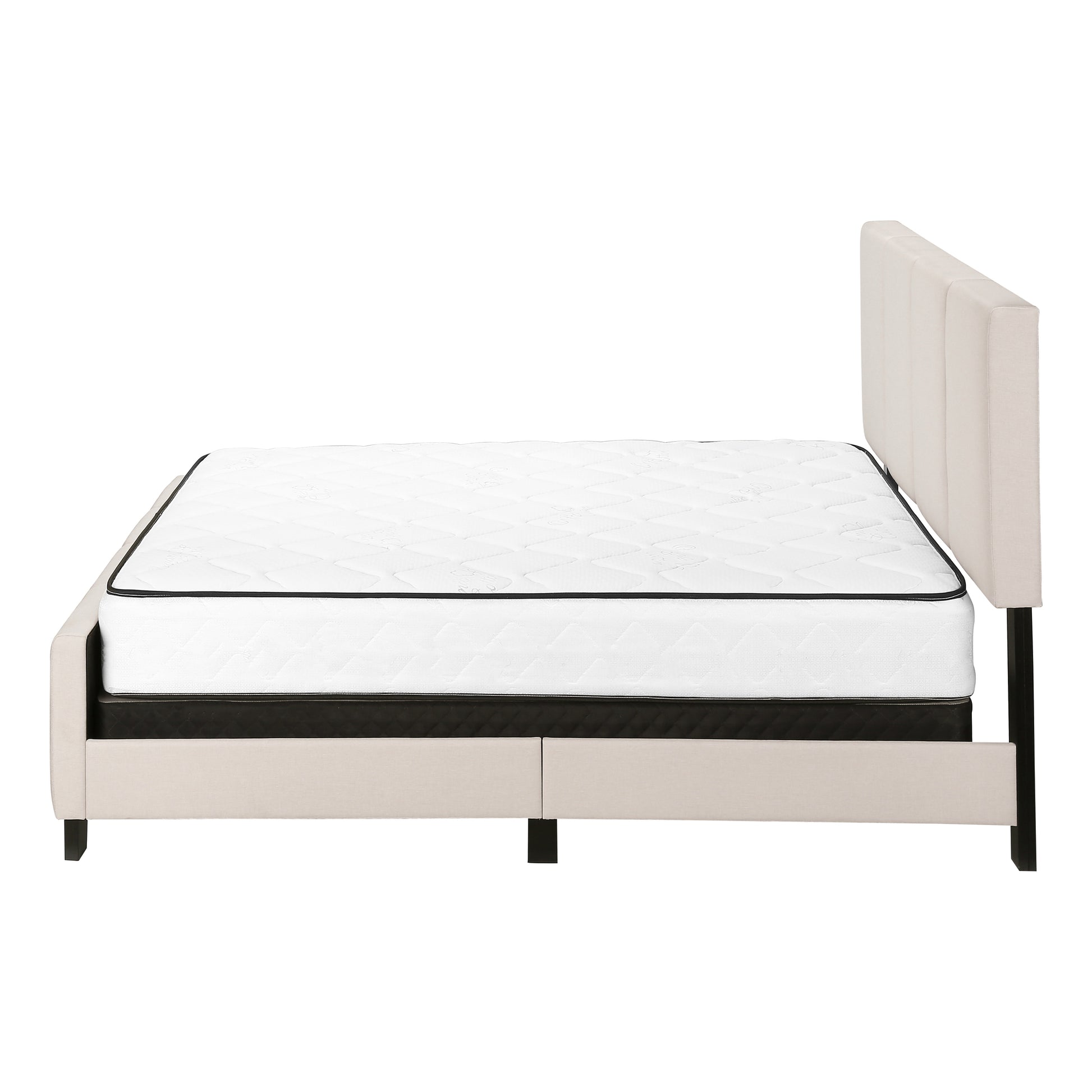 Queen Upholstered Platform Bed Grey Linen-Bed-DECOROLALA