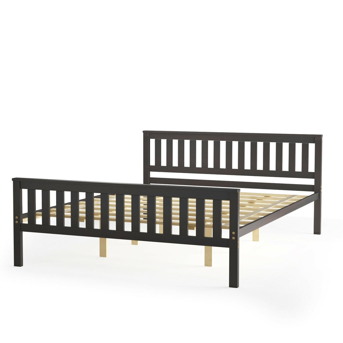 Queen Wood Platform Bed with Headboard-Simple Bed Frame-DECOROLALA