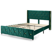 Queen/Full Size Upholstered Platform Bed Frame with Adjustable Headboard-Full Size-Simple Bed Frame-DECOROLALA