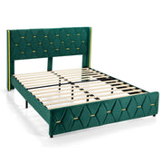 Queen/Full Size Upholstered Platform Bed Frame with Adjustable Headboard-Queen Size-Simple Bed Frame-DECOROLALA