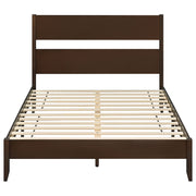 Queen Bed Frame with Headboard and Solid Wood Legs 12 Slats-Dark Walnut-Beds & Bed Frames-DECOROLALA