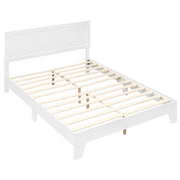 Queen Size Modern Bed Frame with Headboard-White-Simple Bed Frame-DECOROLALA