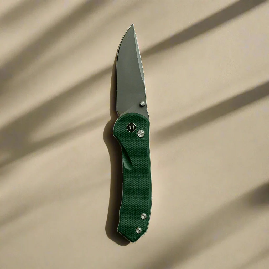 Quick Clip Folding Knife - 14C28N Steel, Military Green G10-1