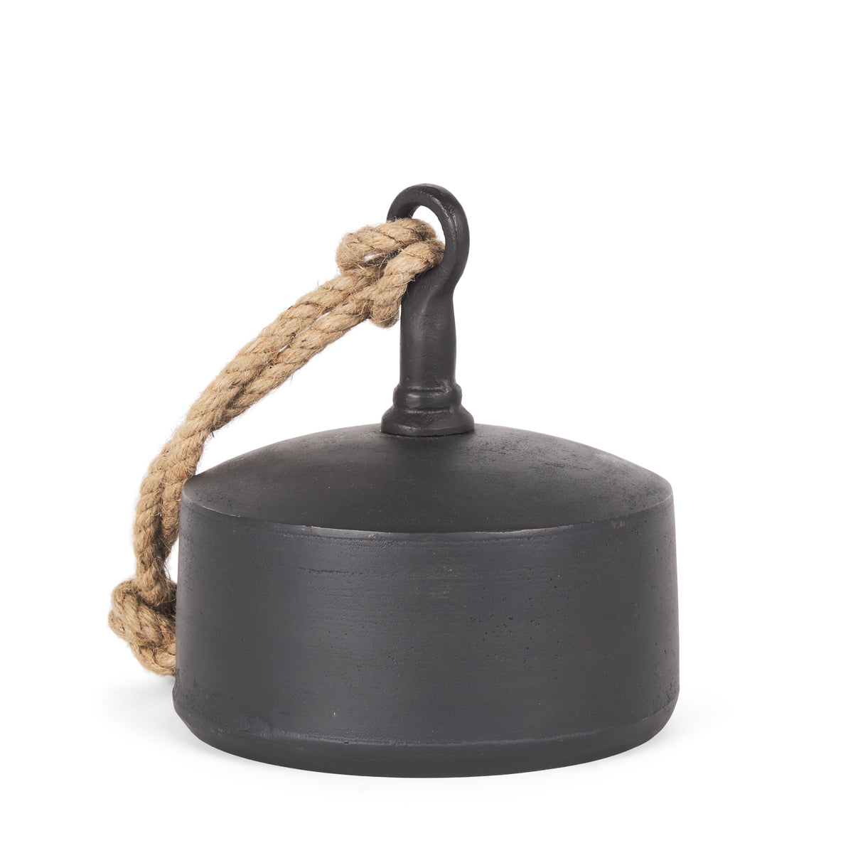 Quincy Large Matte Black Metal Decorative Bell with Rope Handle-Decorative Objects-DECOROLALA