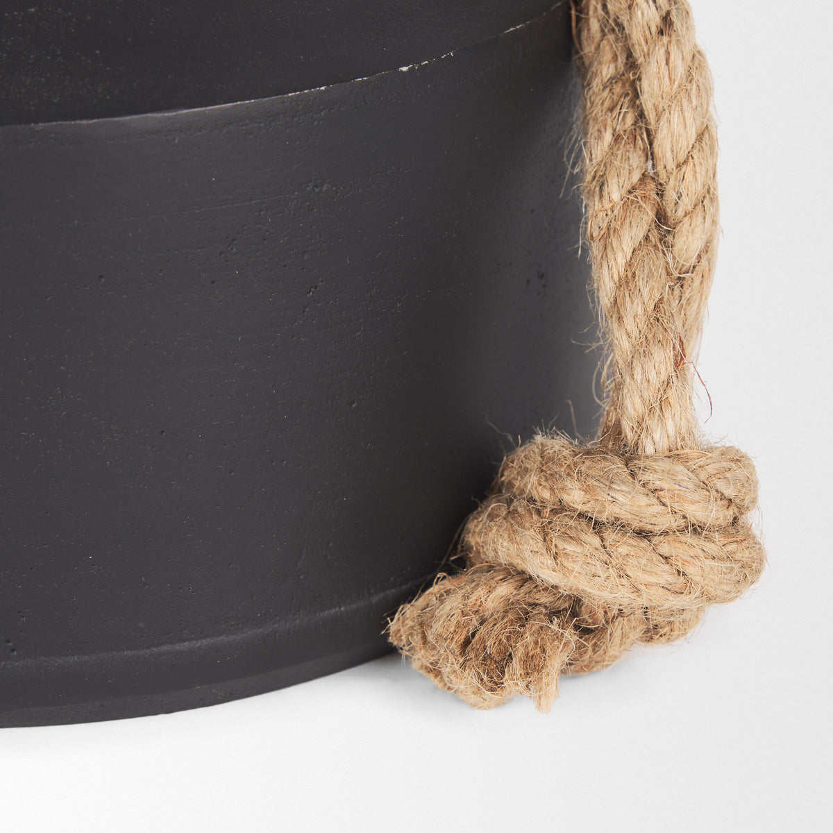 Quincy Large Matte Black Metal Decorative Bell with Rope Handle-Objects-DECOROLALA
