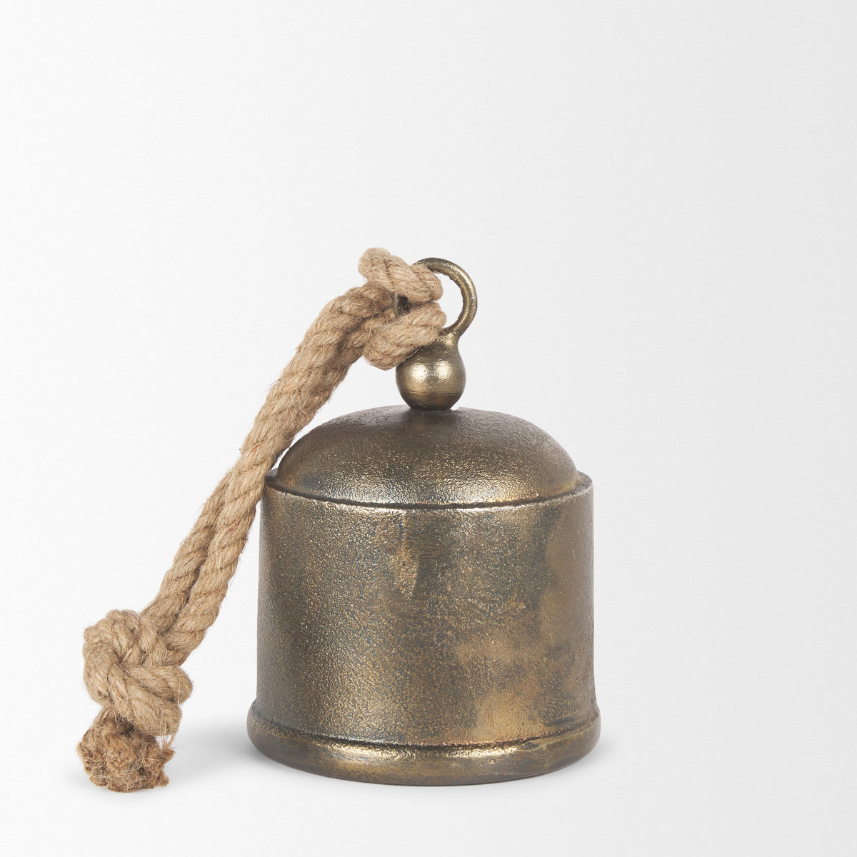 Quincy Medium Gold Metal Decorative Bell with Rope Handle-Objects-DECOROLALA