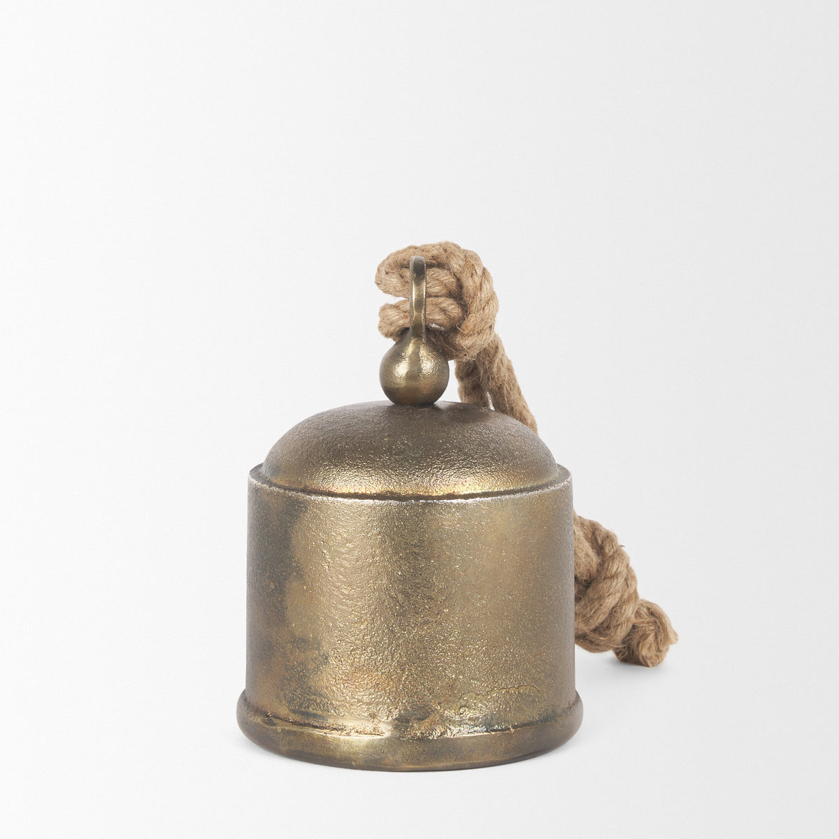 Quincy Medium Gold Metal Decorative Bell with Rope Handle-Objects-DECOROLALA
