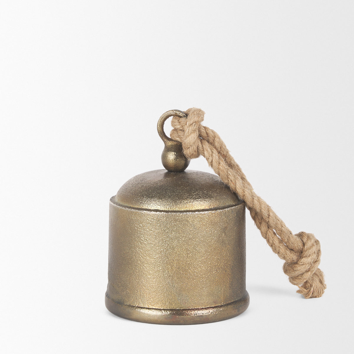 Quincy Medium Gold Metal Decorative Bell with Rope Handle-Objects-DECOROLALA