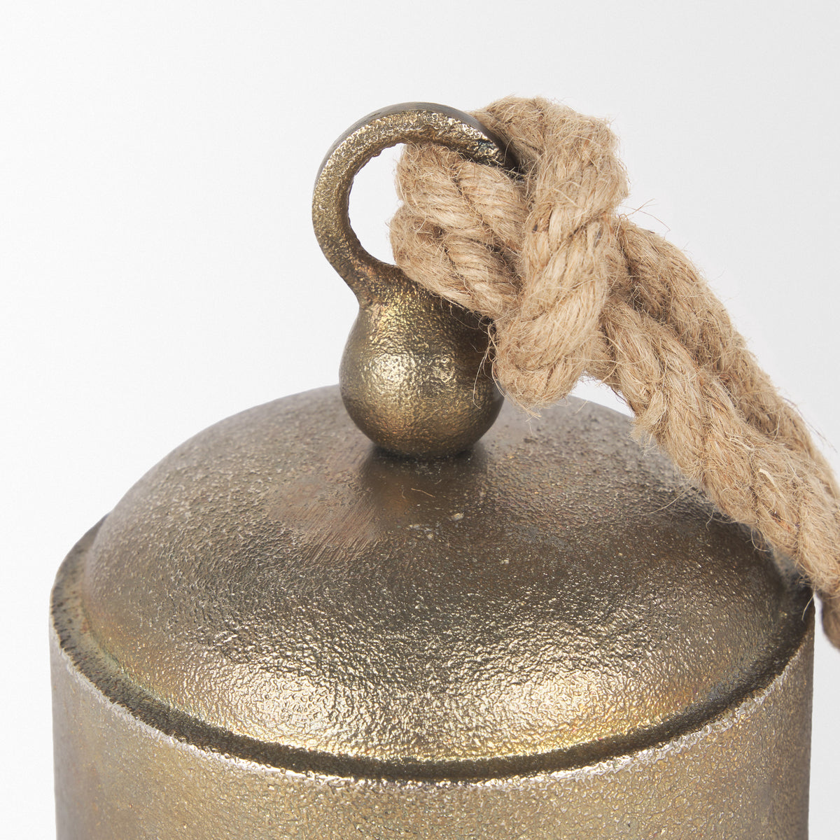 Quincy Medium Gold Metal Decorative Bell with Rope Handle-Objects-DECOROLALA