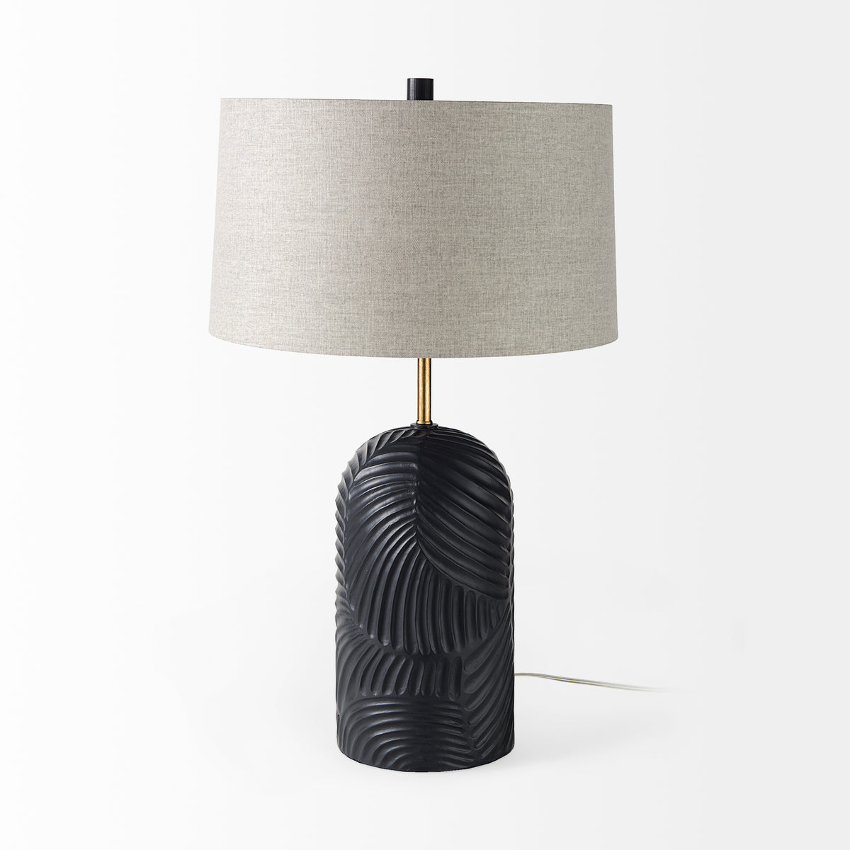 Quinn 18.0L x 18.0W x 28.8H Navy Base W/Beige Fabric Shade Table Lamp-Table Lamps-DECOROLALA