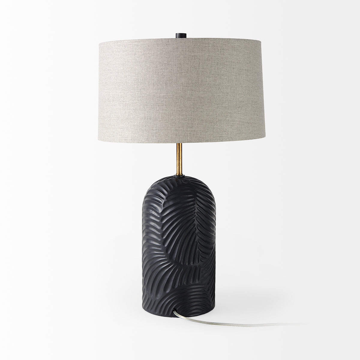 Quinn 18.0L x 18.0W x 28.8H Navy Base W/Beige Fabric Shade Table Lamp-Table Lamps-DECOROLALA