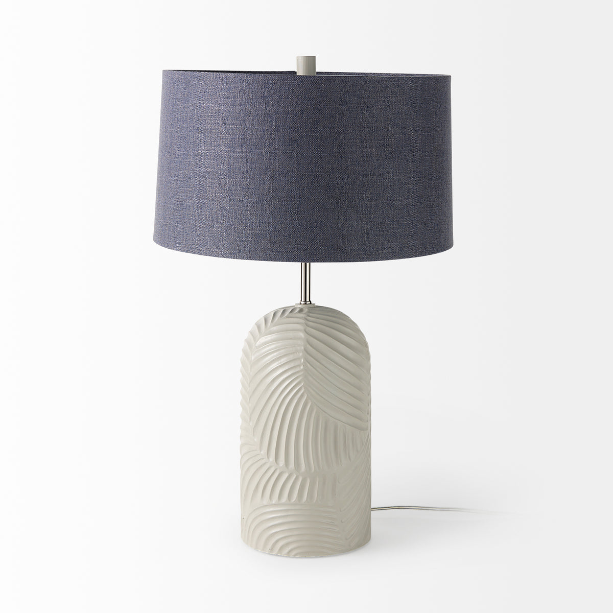 Quinn 19.0L x 19.0W x 24.6H Beige Base W/Navy Fabric Shade Table Lamp-Table Lamps-DECOROLALA
