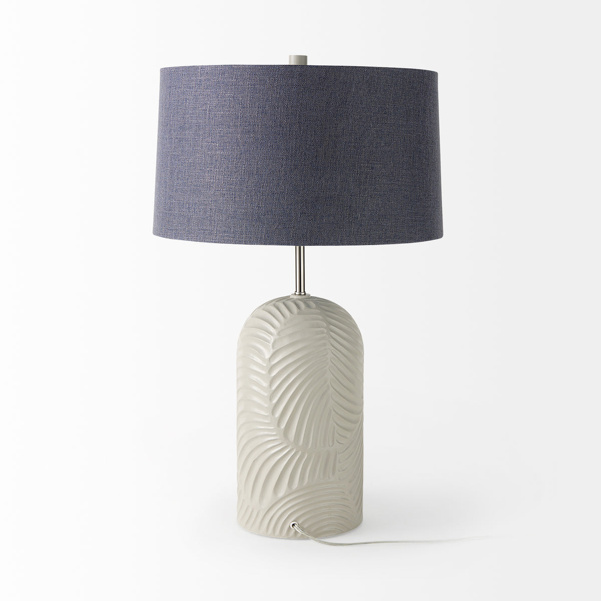 Quinn 19.0L x 19.0W x 24.6H Beige Base W/Navy Fabric Shade Table Lamp-Table Lamps-DECOROLALA