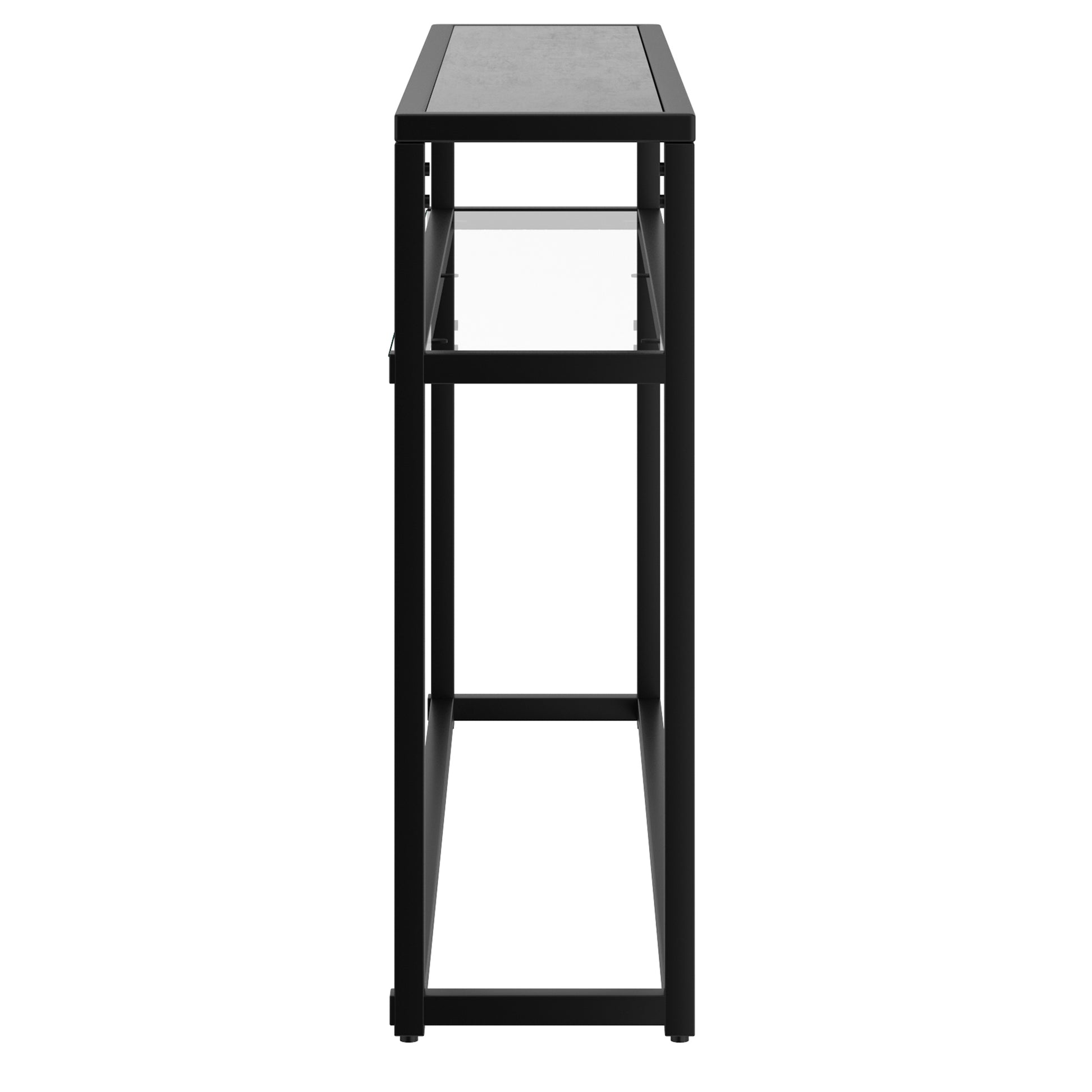 Quinn Console Table - Black Modern Metal and Glass Narrow 42"-DECOROLALA