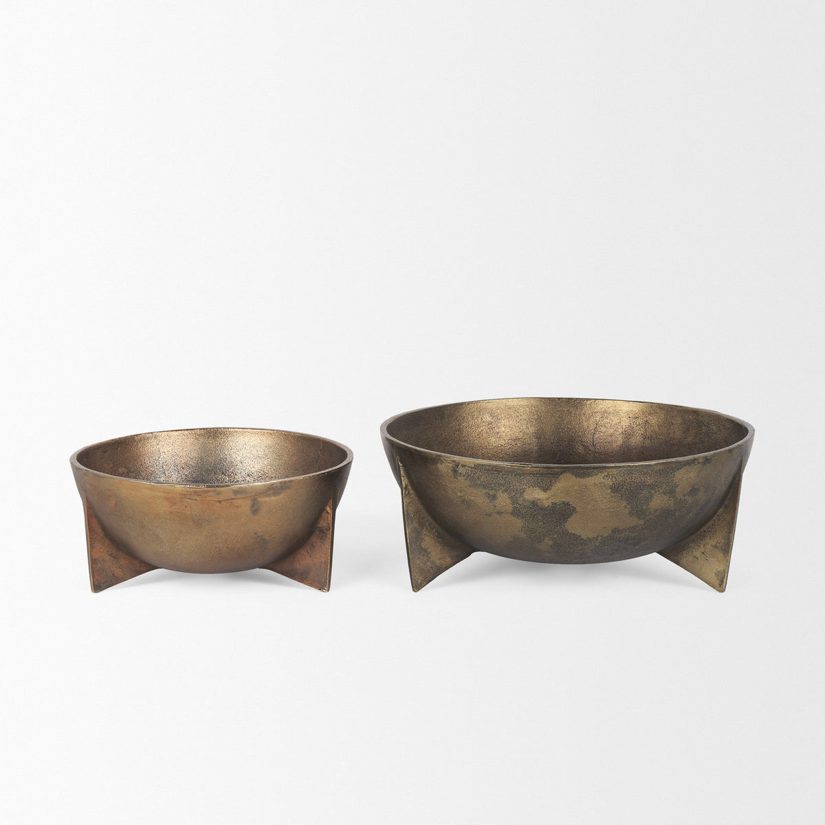Quita Large Gold Metal Decorative Bowls (Set of 2)-Bowls-DECOROLALA