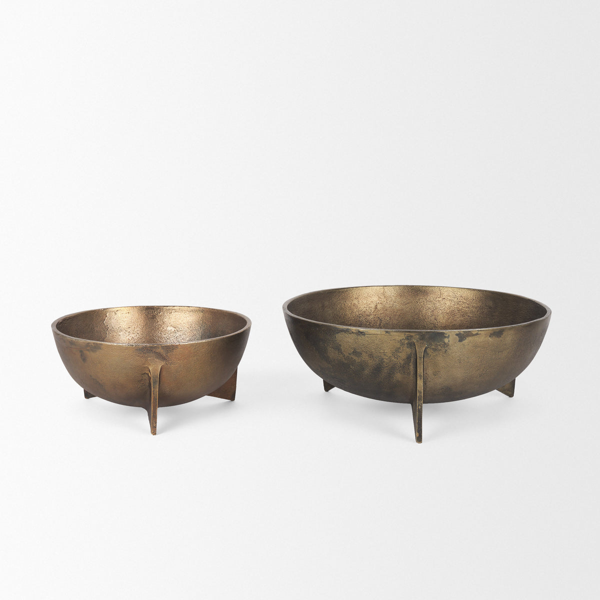 Quita Large Gold Metal Decorative Bowls (Set of 2)-Bowls-DECOROLALA