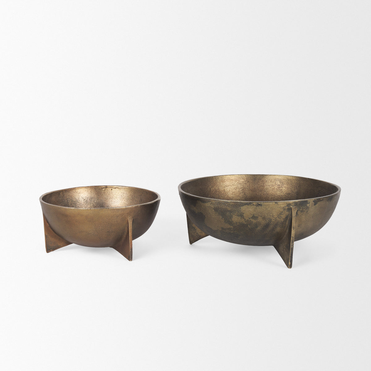Quita Large Gold Metal Decorative Bowls (Set of 2)-Bowls-DECOROLALA