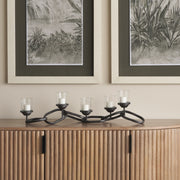 Quito Black Metal Chain-Link Five Candle Table Candle Holder-Table Candle Holders-DECOROLALA