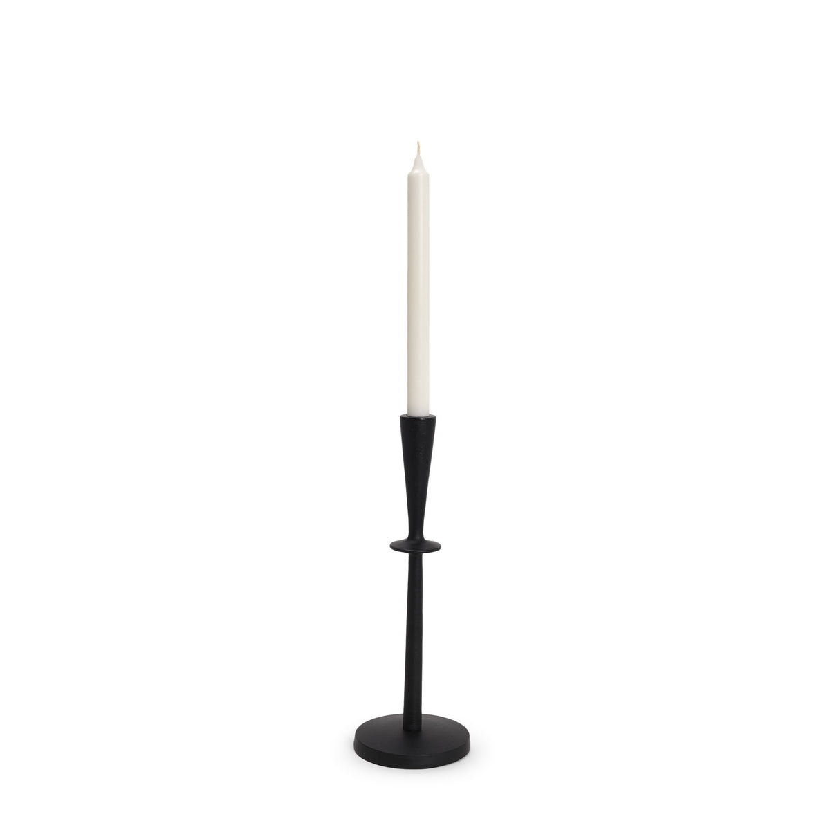 Qwin Matte Black Cast Aluminum Candle Holder-Candle Holders-DECOROLALA