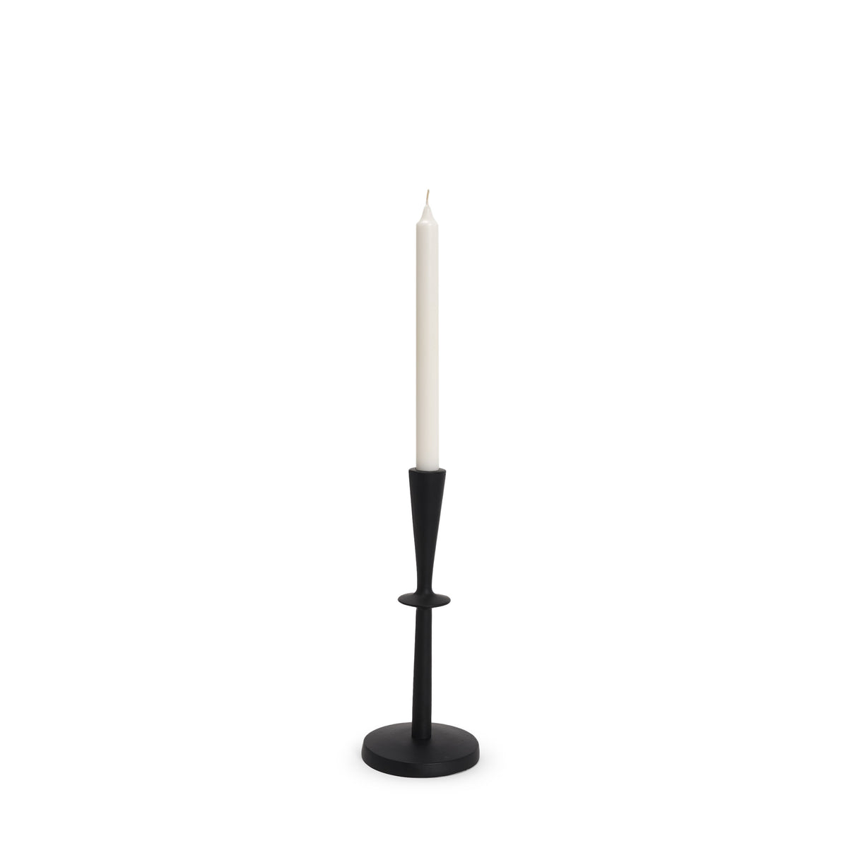 Qwin Matte Black Cast Aluminum Short Candle Holder-Candle Holders-DECOROLALA