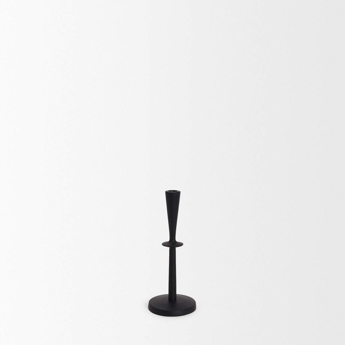 Qwin Matte Black Cast Aluminum Short Candle Holder-Table Candle Holders-DECOROLALA