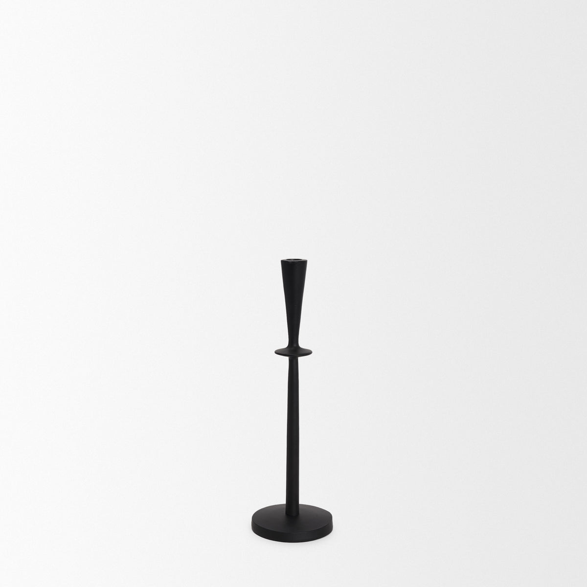 Qwin Matte Black Cast Aluminum Tall Candle Holder-Table Candle Holders-DECOROLALA