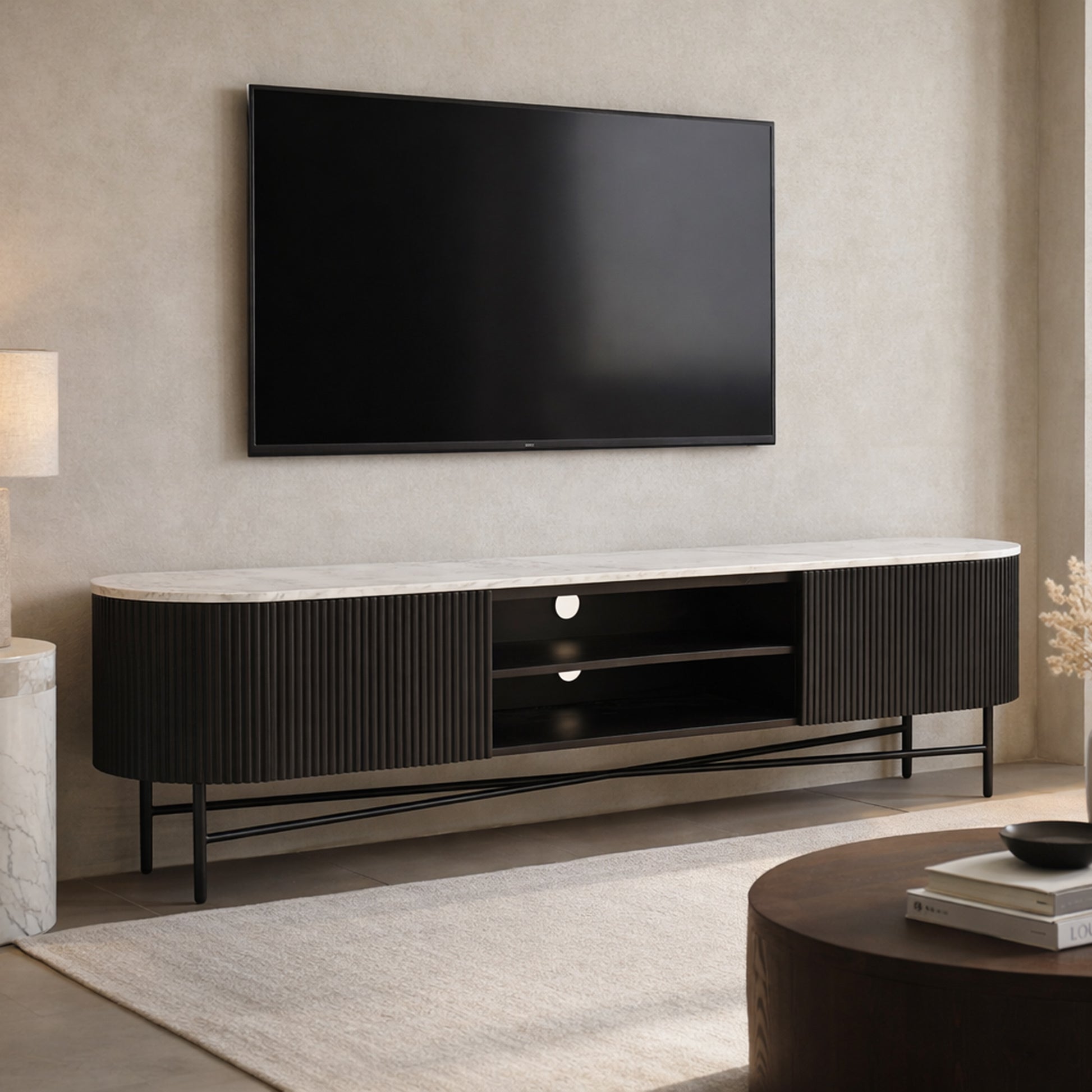 REYNA-MEDIA CABINET-BLACK-DECOROLALA