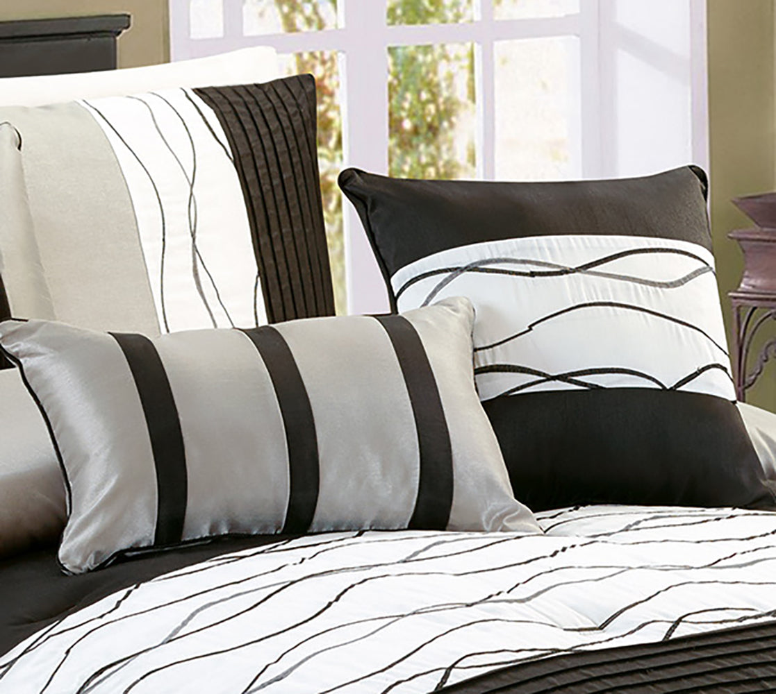 RIPPLE 7 PC COMFORTER SET- QUEEN-Quilts & Comforters-DECOROLALA