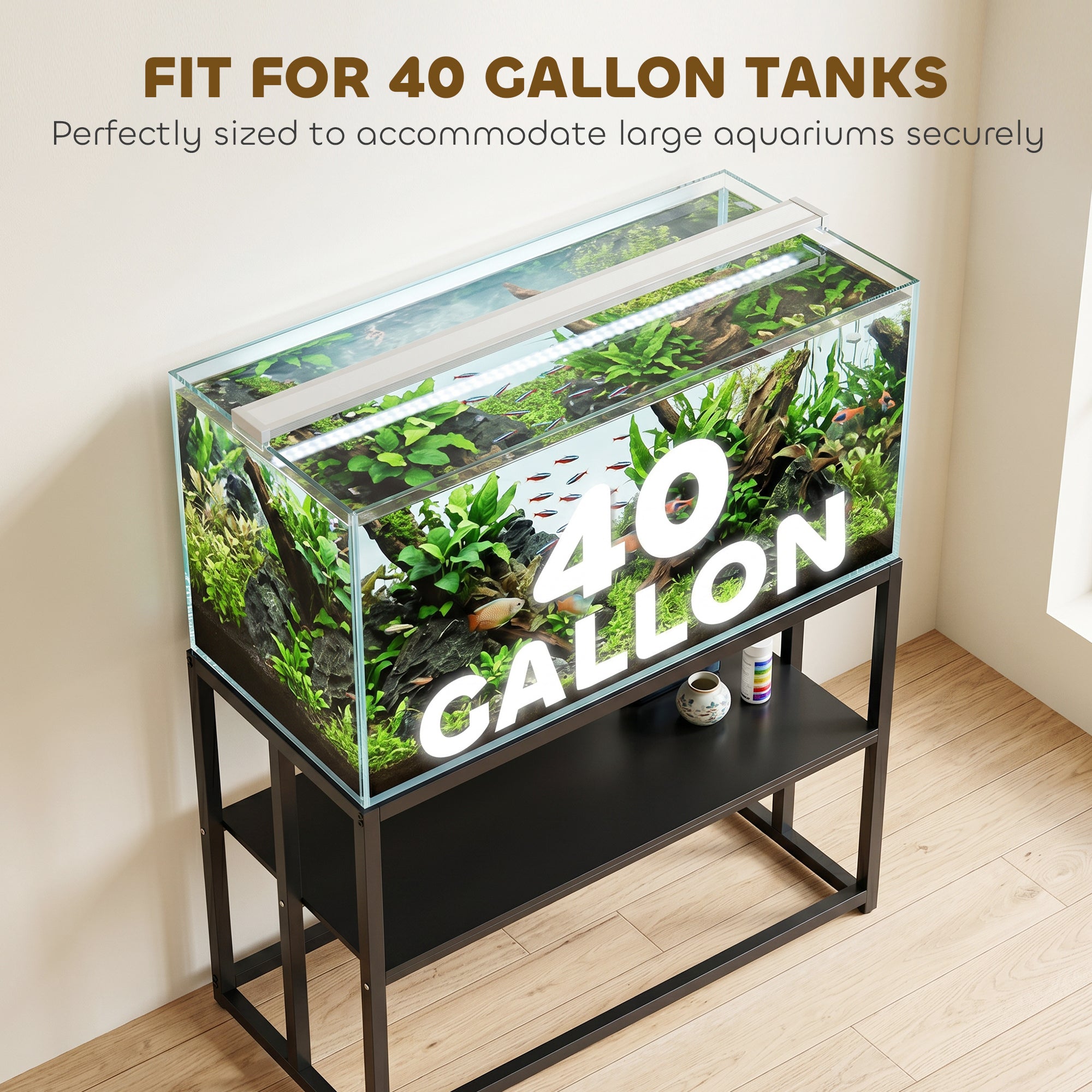 40 Gallon Fish Tank Stand, Heavy Duty Aquarium Stand with Storage Shelf, Adjustable Feet, 36.6" L x 18.5" W x 29.9" H