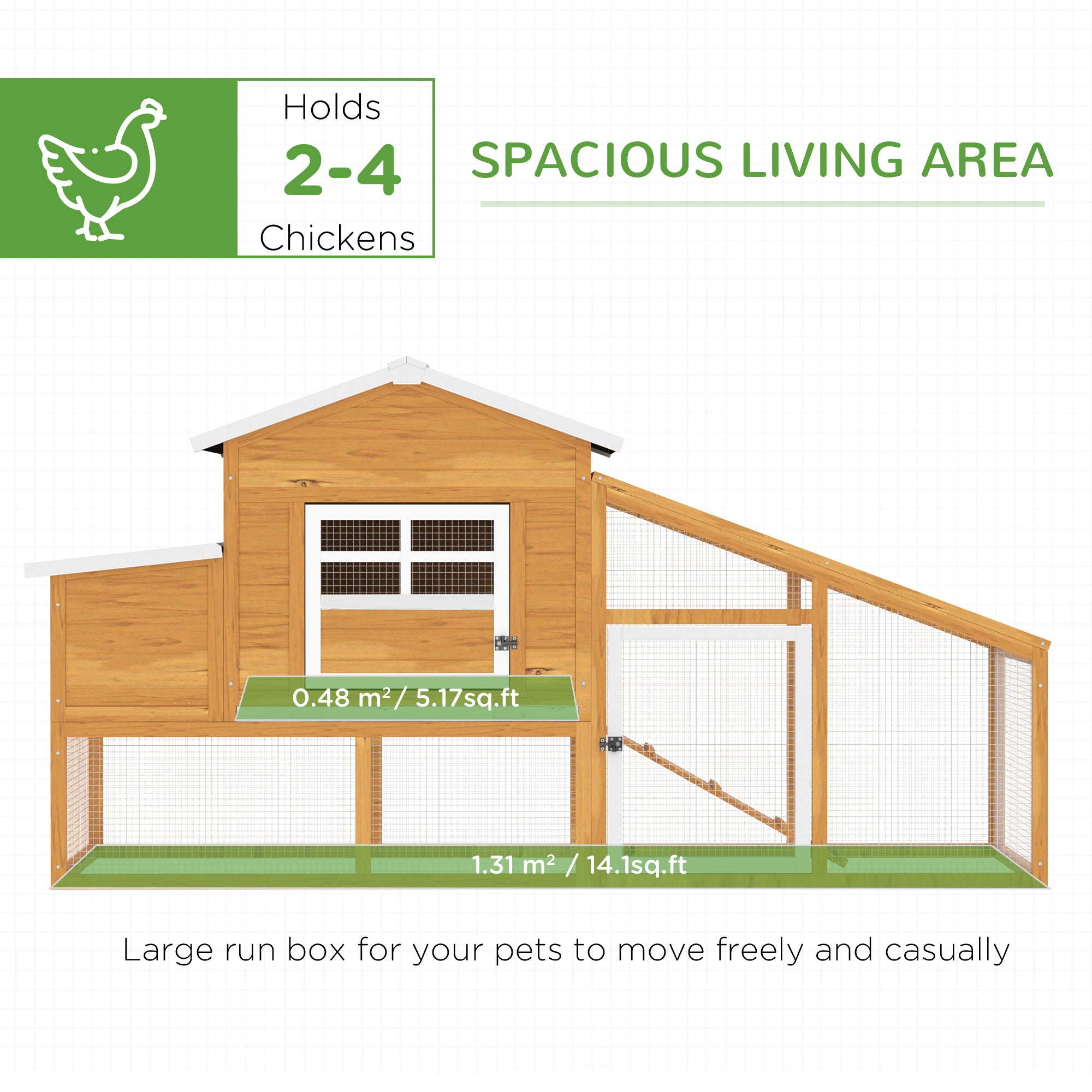 79" Wooden Chicken Coop, Outdoor Hen House, Poultry Habitat with Removable Tray, Nesting Box, Run, Ramp, Brown