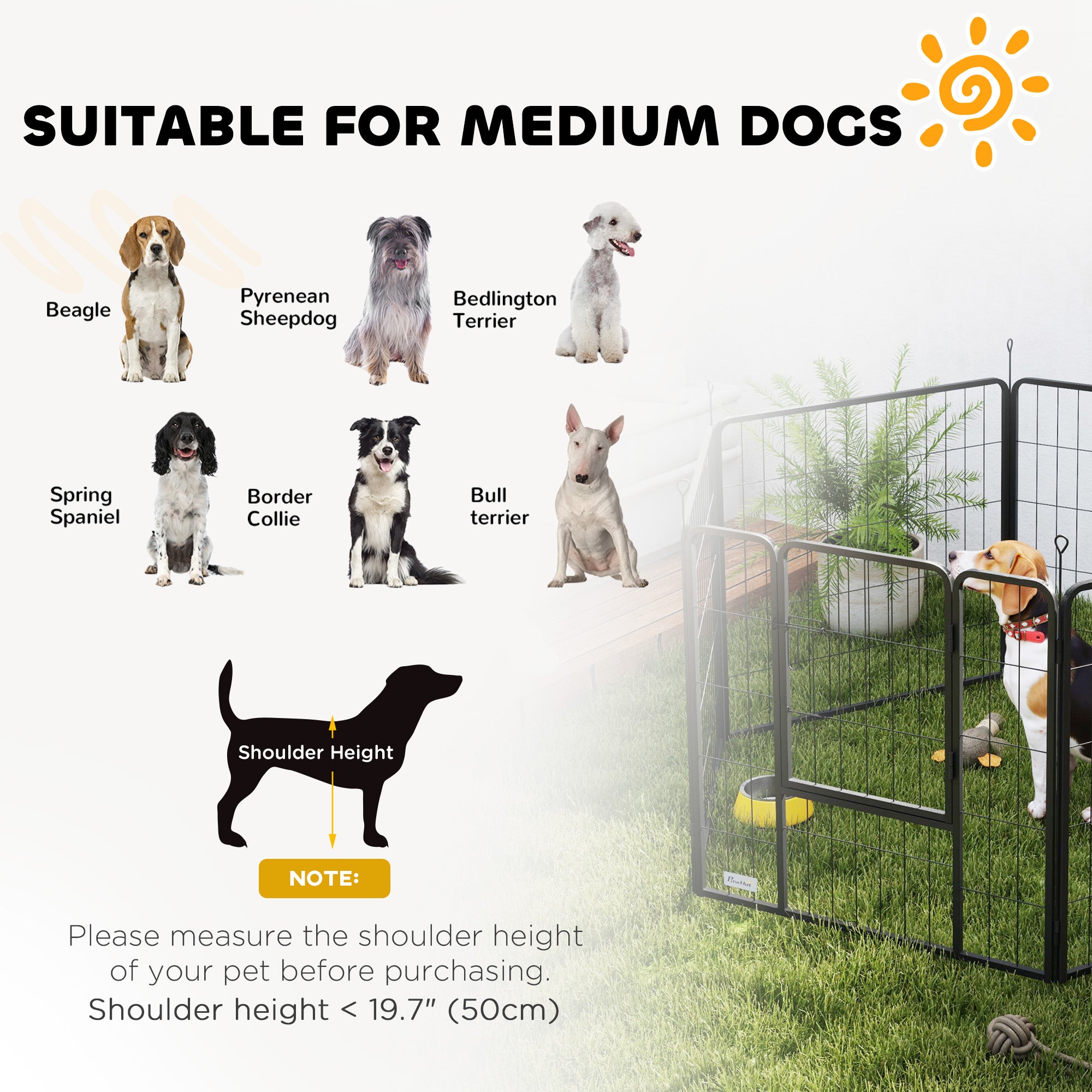 Heavy Duty Dog Playpen with Door for Medium Dogs, 6 Panels, 31.5"H